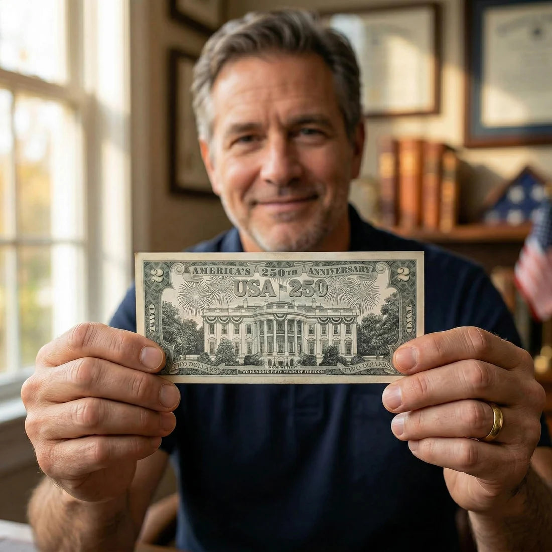 American 250th Collector's Edition $2 Bill  - White House" Legal Tender