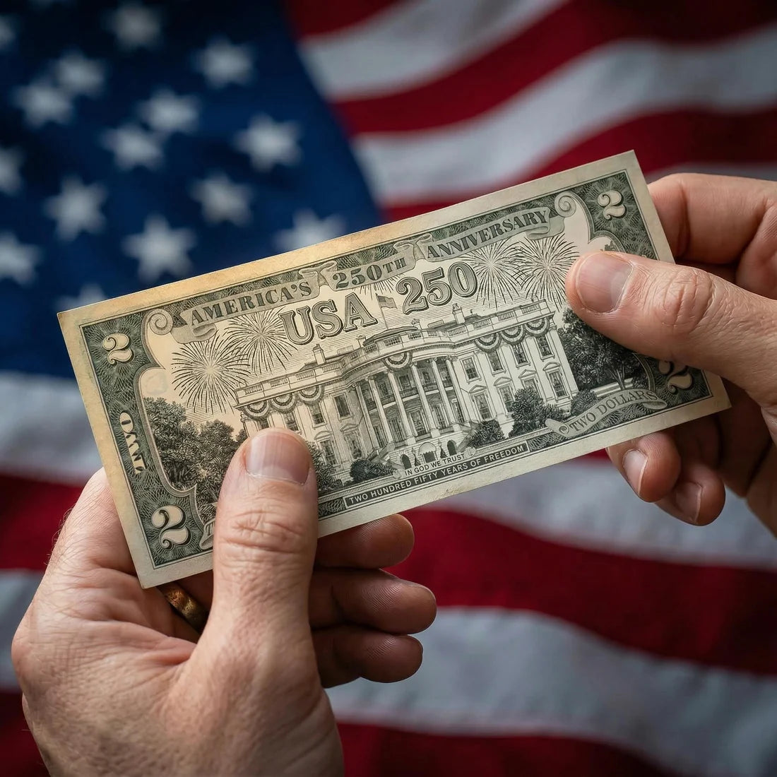 American 250th Collector's Edition $2 Bill  - White House" Legal Tender