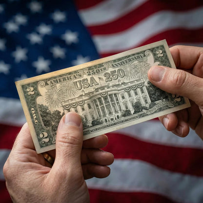 American 250th Collector's Edition $2 Bill  - White House" Legal Tender